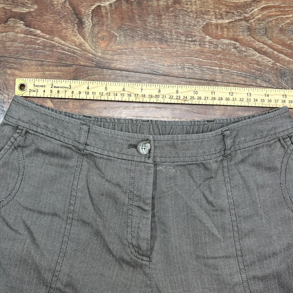 J. Jill Womens Pants Brown‎ Casual Dress Pant Wide Leg Capri Herringbone Size 12